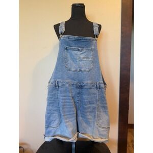 AVA & VIV Womens Denim Overalls Shorts Light Wash Blue Size 26